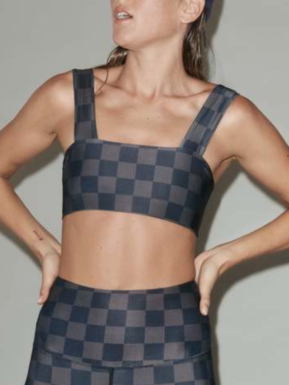 SALT GYPSY LUNA SURF CROP - CHARCOAL/OAK CHECKER small top